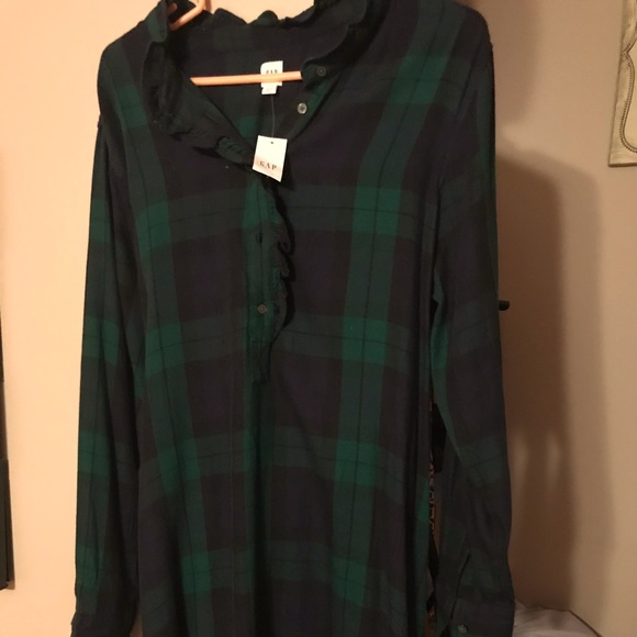 Fleece Plaid Gap Dress with Belt - Picture 1 of 3